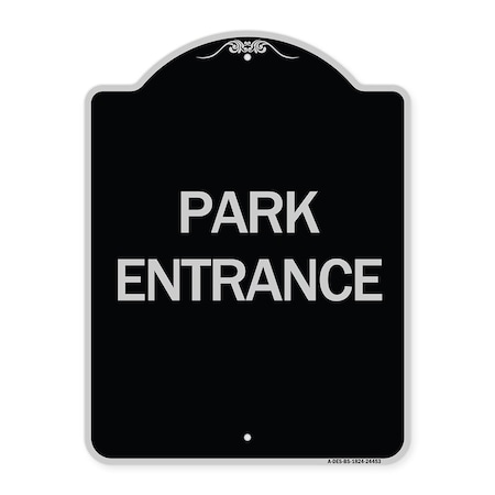 Signmission Designer Series Park Entrance, Black & Silver Heavy-Gauge Aluminum Sign, 24" x 18", BS-1824-24453 A-DES-BS-1824-24453